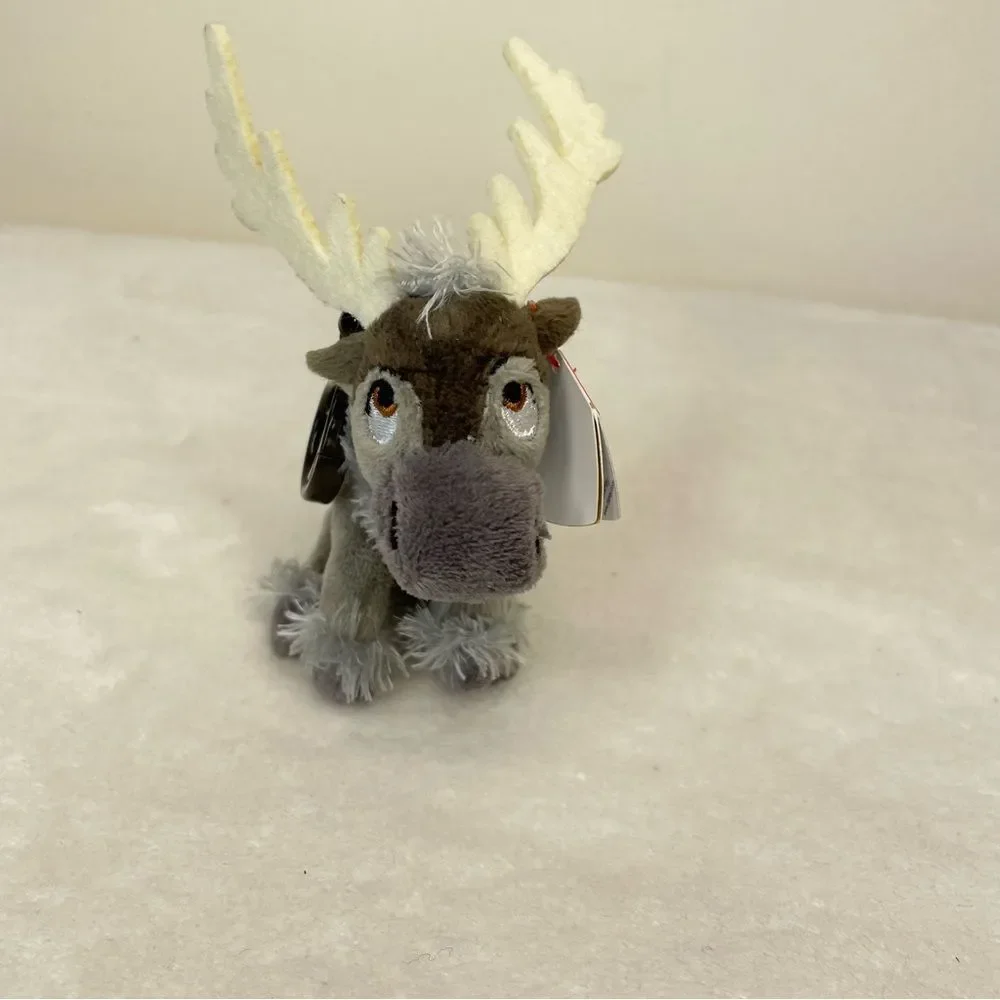 Ty Sparkle Disney Frozen Sven Reindeer Beanie Baby Keyclip New Heart Tag Gray - Picture 2 of 9